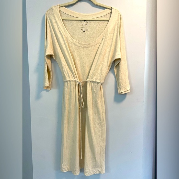 Velvet by Graham & Spencer Dresses & Skirts - Velvet by Graham Spencer, Small (but loose!), cream sheer drawstring midi dress